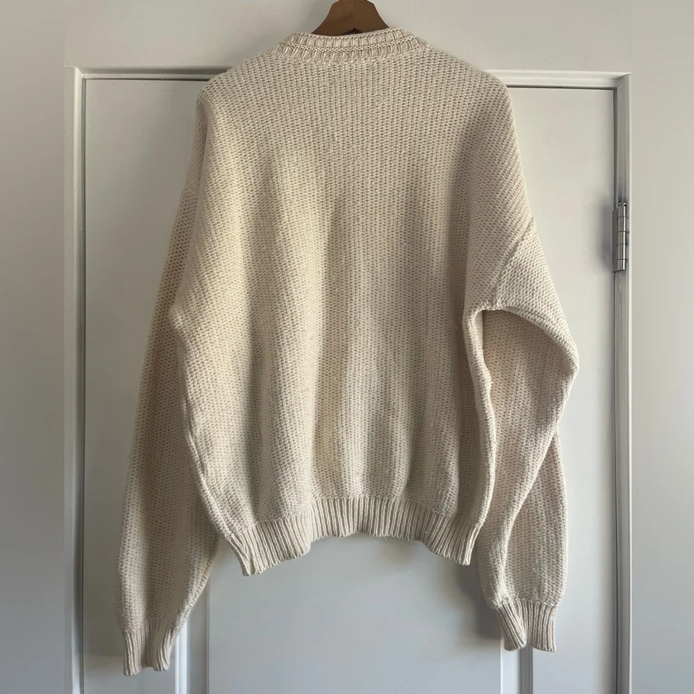 Vintage Alps Apparel Cotton Cream Knit Sweater - L - Picture 3 of 4